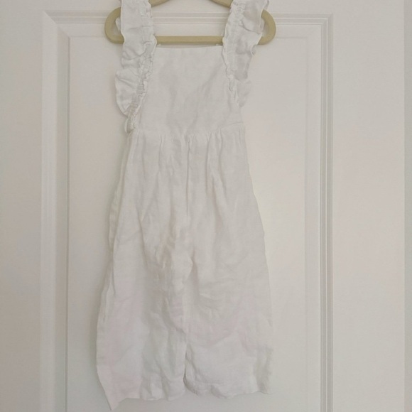 Zara Other - Zara baby girls white linen blend ruffle pants romper size 18-24 months